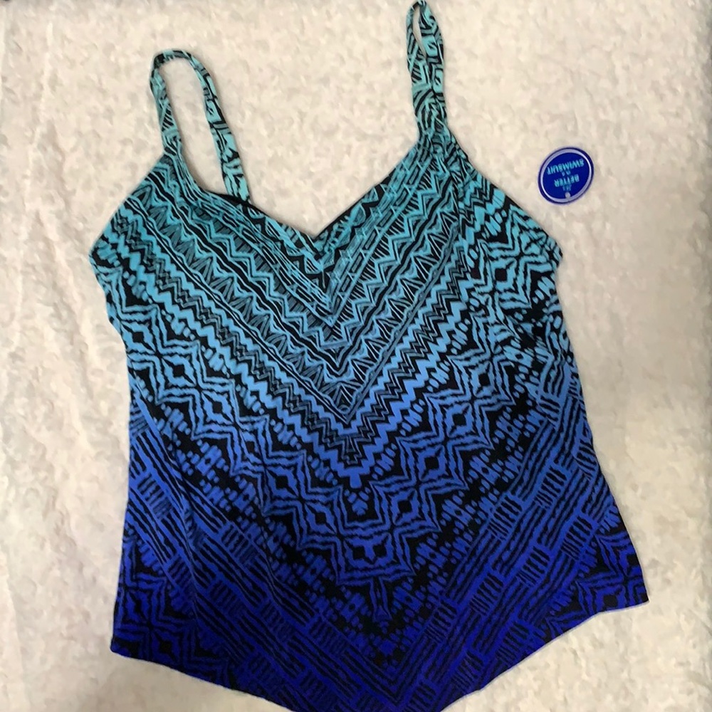 Swimsuits for All- Blue swim top- Sz 14